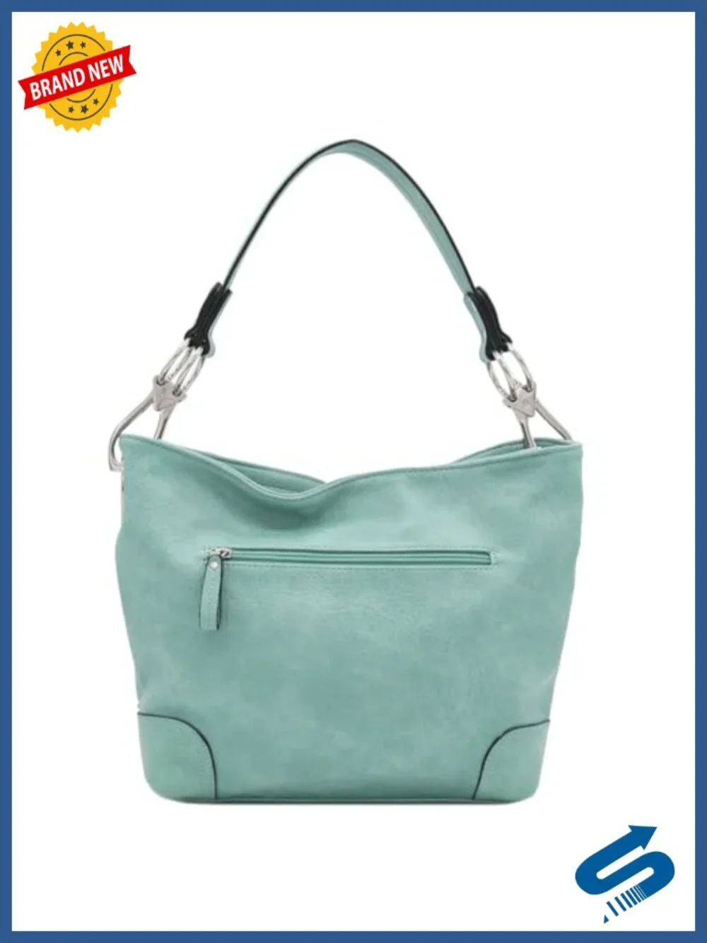 Hobo Shoulder Bag Faux Leather Silver Hardware Detachable Strap